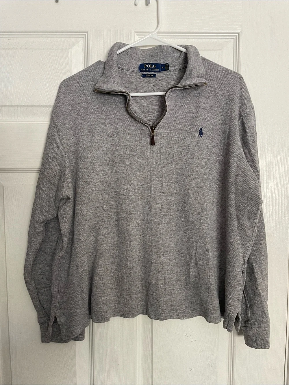 Polo Ralph Lauren Boys size Medium Gray Quarter-Zip Pullover with Navy Pony